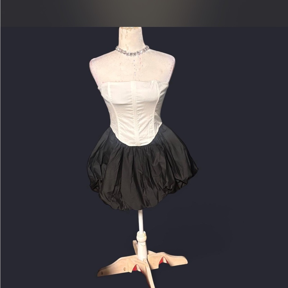 Fashion Nova White Strapless Bustier with Black Bubble Skirt - Picture 4 of 8